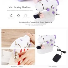1 Mini Sewing Machine for Beginners, Sewing Machine for Quick Stitching, Portable Sewing Machine Suitable for Home, Travel and DIY, Electric Handheld Sewing Machine for Beginners, - White - View 3