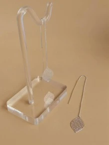 樹葉裝飾耳線 - 銀色 - 查看 1