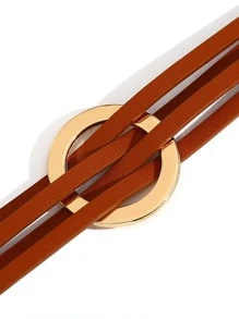 1 件简约扣交叉皮革手链，适合女士 - 时尚日常百搭度假波西米亚风手链妈妈礼物圣诞节感恩节万圣节婚礼狂欢/舞会/派对/日常配饰周年纪念情人节生日伴娘礼物 - 棕色 - 查看 4