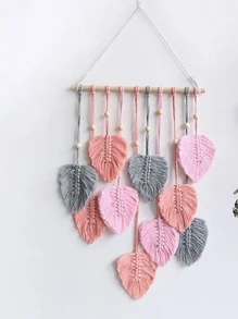 1 chiếc lá thiết kế tua rua treo tường - Hồng - Xem 2