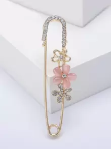 Rhinestone & Flower Decor Pin Design Brooch Valentines,Mom,Mother,Mother's Day,Gift - Pink - View 1