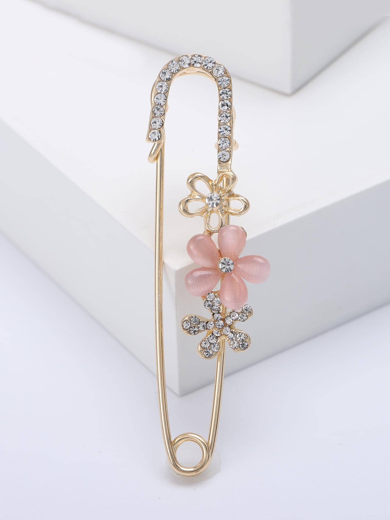Rhinestone & Flower Decor Pin Design Brooch Valentines,Mom,Mother,Mother's Day,Gift - Pink - View 1