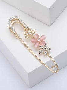 Rhinestone & Flower Decor Pin Design Brooch Valentines,Mom,Mother,Mother's Day,Gift - Pink - View 3