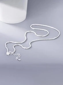 1 vòng cổ dây chuyền tối giản màu bạc thanh lịch cho phụ nữ cho cuộc sống hàng ngày - Bạc - Xem 4