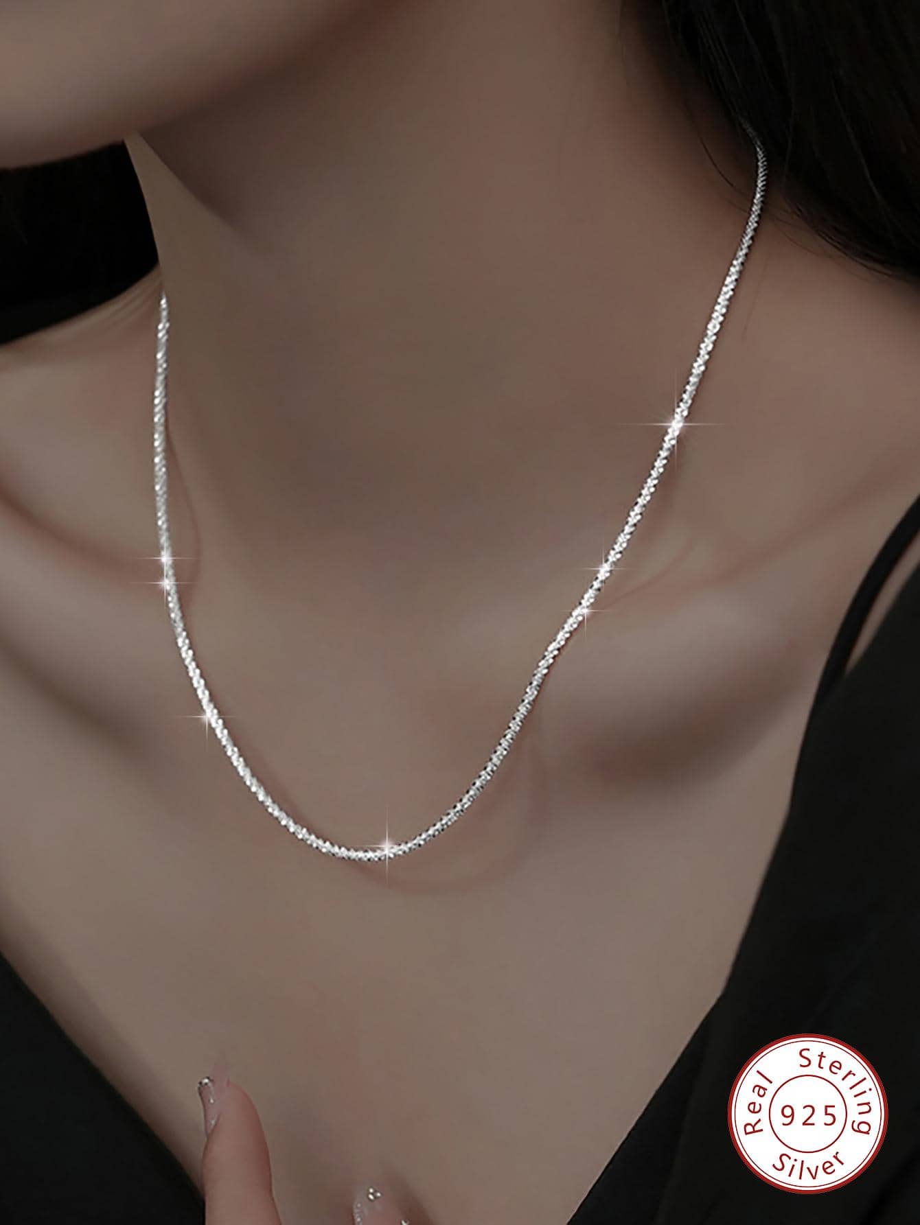 1 vòng cổ dây chuyền tối giản màu bạc thanh lịch cho phụ nữ cho cuộc sống hàng ngày