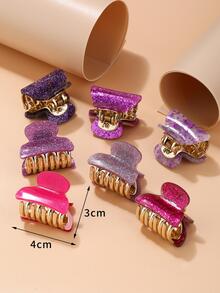 2入組隨機色金屬亮絲蝴蝶設計髮爪 - 紫色 - 查看 3
