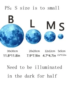 1入組塑料牆貼現代月亮圖案夜光家居牆貼 - 藍色 - 查看 2