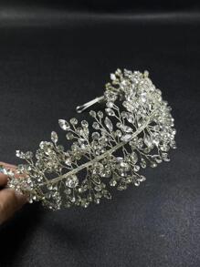 1 chiếc băng đô đính đá lấp lánh cho cô dâu, băng đô cài tóc cho phù dâu, băng đô pha lê thủ công, băng đô dự tiệc cưới, vương miện hoàng gia, phụ kiện ngày Valentine. - Bạc - Xem 5