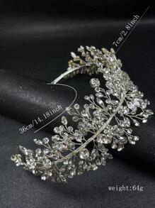 1 chiếc băng đô đính đá lấp lánh cho cô dâu, băng đô cài tóc cho phù dâu, băng đô pha lê thủ công, băng đô dự tiệc cưới, vương miện hoàng gia, phụ kiện ngày Valentine. - Bạc - Xem 7