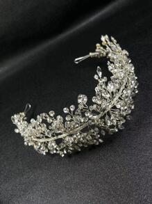 1 chiếc băng đô đính đá lấp lánh cho cô dâu, băng đô cài tóc cho phù dâu, băng đô pha lê thủ công, băng đô dự tiệc cưới, vương miện hoàng gia, phụ kiện ngày Valentine. - Bạc - Xem 3