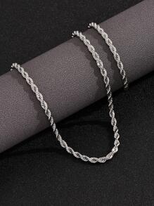 Vòng cổ và vòng tay chuỗi tối giản cho nam - Bạc - Xem 2