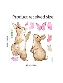 1pc Rabbit & Butterfly Pattern Wall Sticker, Modern PVC Wall Decal For Home Decoration - Multicolor - View 6