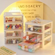 1入組兔子裝飾書桌收納現代塑膠多層桌面收納適用於家庭 - 白色 - 查看 1