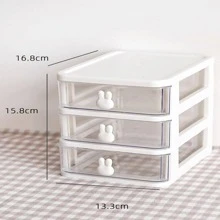 1入組兔子裝飾書桌收納現代塑膠多層桌面收納適用於家庭 - 白色 - 查看 4