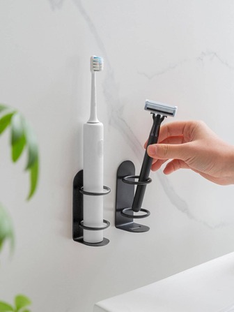 1pc Multi-Function Electric Toothbrush Holder, Modern Iron Wall Mounted Toothbrush Storage Rack For Bathroom Home Bathroom Decor Summer Back To School