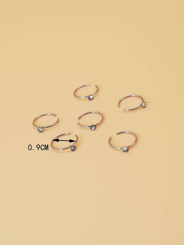 18pcs/set Rhinestone Decor Nose Ring SHEIN USA