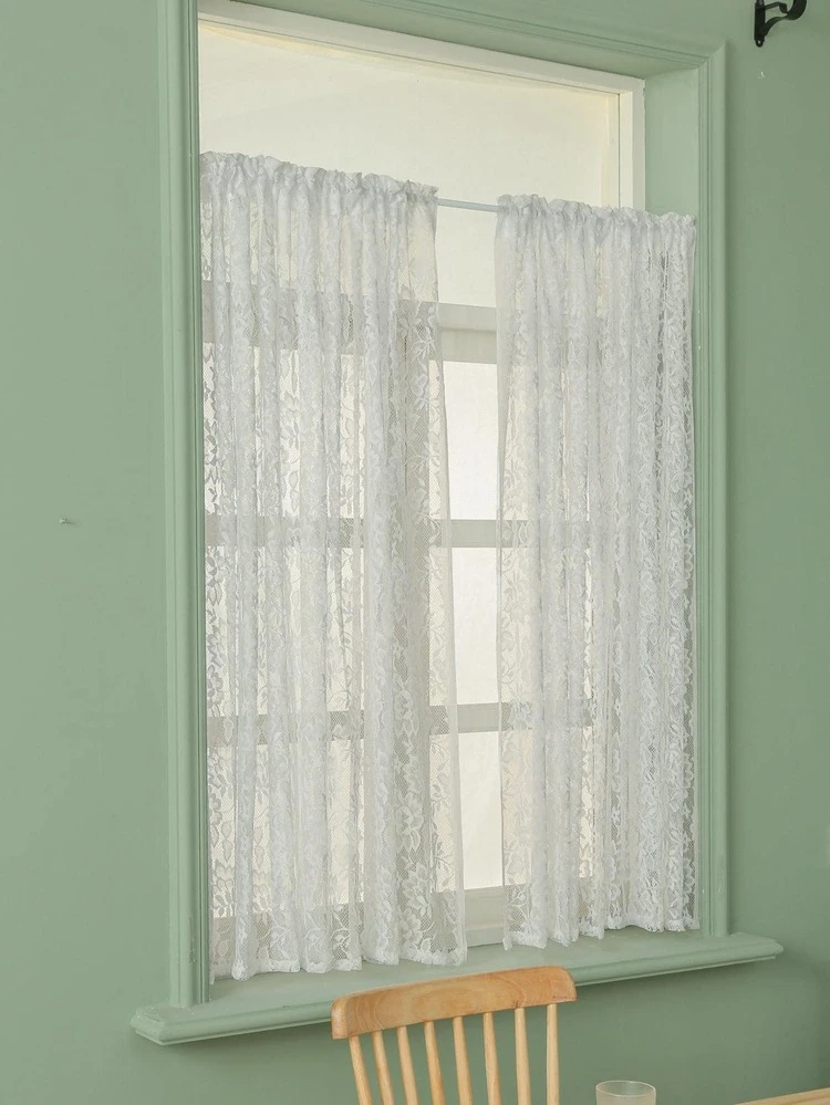 Flower Design Single Panel Sheer Curtain, Modern Polyester Light Filtering Privacy Sheer Curtain For Living Room And Bedroom - White - View 4