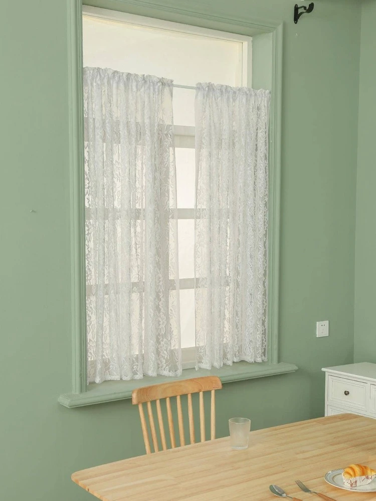 Flower Design Single Panel Sheer Curtain, Modern Polyester Light Filtering Privacy Sheer Curtain For Living Room And Bedroom - White - View 8