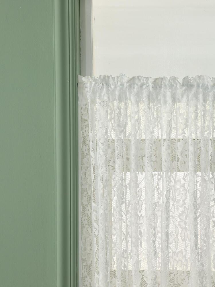 Flower Design Single Panel Sheer Curtain, Modern Polyester Light Filtering Privacy Sheer Curtain For Living Room And Bedroom - White - View 3