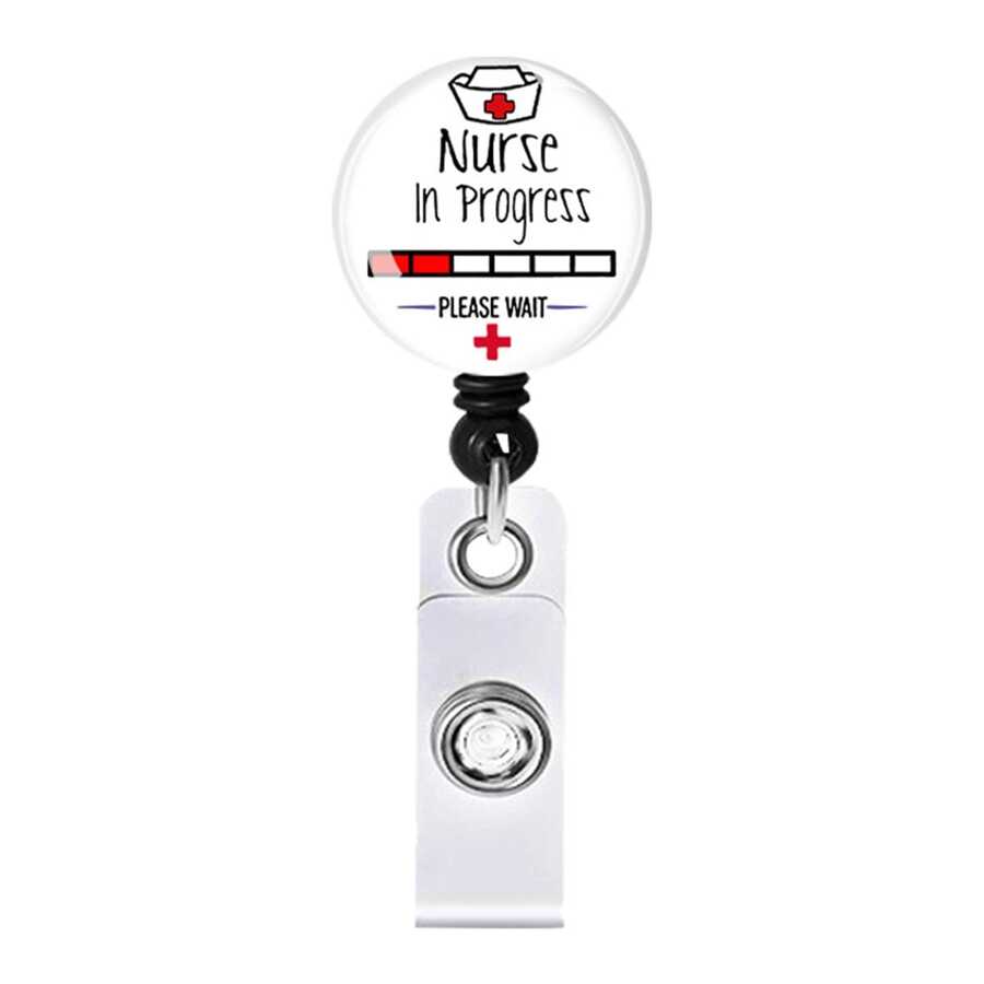 1入組標語圖案胸章創意多用途證件卡套適用於護士 - 紅色 - 查看 1