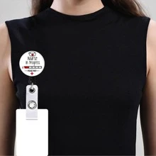 1入組標語圖案胸章創意多用途證件卡套適用於護士 - 紅色 - 查看 6