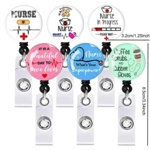 1入組標語圖案胸章創意多用途證件卡套適用於護士 - 紅色 - 查看 2