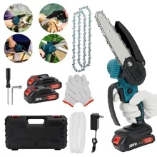 6 Inch Mini Cordless Portable Electric Chainsaw - Blue - View 1