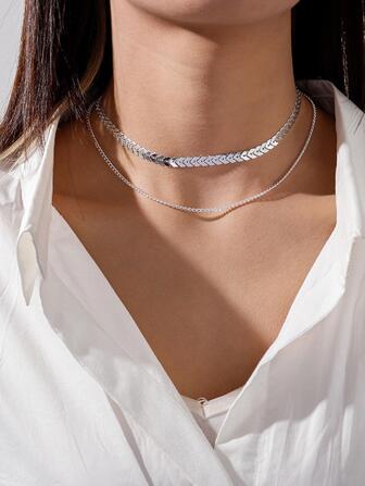 極簡風格多層鏈條項圈