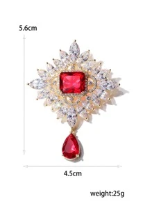 水晶細節胸針 - 紅色 - 查看 3