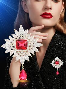 水晶細節胸針 - 紅色 - 查看 2