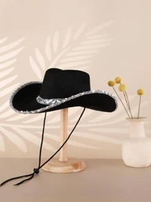 1 Phụ Nữ ĐầM Trang Trí Dây Rút Có Thể Điều Chỉnh Nón Da Bò Cho Cuộc Sống Hàng Ngày - màu đen - Xem 2