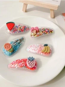 5 Cái Phụ Nữ Trái Cây & Sequin Trang Trí Kẹp Dễ Thương Để Trang Trí Tóc - Nhiều màu - Xem 3