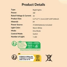1入組PP桌子現代幾何設計床頭燈適用於家庭裝飾用品 - 黃色 - 查看 7