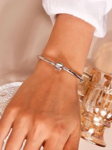 Vòng đeo tay bằng thép không gỉ tối giản - Bạc - Xem 2