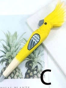 1入組木頭火烈鳥裝飾凝膠創意多用途中性筆適用於學校 - 黑色 - 查看 6