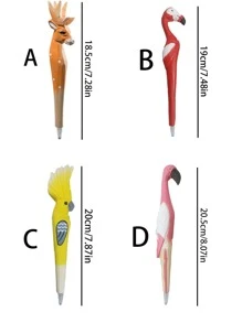 1入組木頭火烈鳥裝飾凝膠創意多用途中性筆適用於學校 - 黑色 - 查看 3