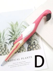 1入組木頭火烈鳥裝飾凝膠創意多用途中性筆適用於學校 - 黑色 - 查看 7