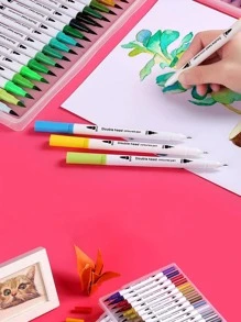 Set Of 48 European & American Style Art Marker Pens, With Fine Tip & Broad Tip Markers, For Calligraphy, Drawing, Lettering, Sketching, Coloring