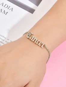 1入歐美風格復古時尚極簡不鏽鋼十二星座吊墜手鏈女款,適合日常佩戴的禮物 - 銀色 - 查看 2