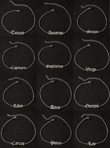 1入歐美風格復古時尚極簡不鏽鋼十二星座吊墜手鏈女款,適合日常佩戴的禮物 - 銀色 - 查看 1