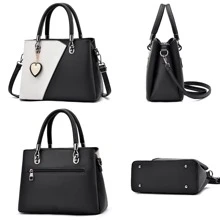 I IHAYNER Womens Leather Handbags Purse Top-handle Bags Contrast Color Stitching Totes Satchel Shoulder Bag for Ladies