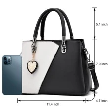 I IHAYNER Womens Leather Handbags Purse Top-handle Bags Contrast Color Stitching Totes Satchel Shoulder Bag for Ladies