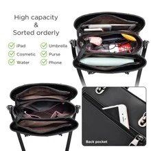 I IHAYNER Womens Leather Handbags Purse Top-handle Bags Contrast Color Stitching Totes Satchel Shoulder Bag for Ladies
