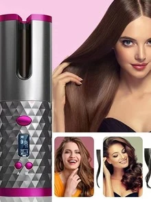 1pc Automatic Curling Iron Machine Wireless Portable Rechargeable Hair Curling Iron Ladies Only - Grey - View 3