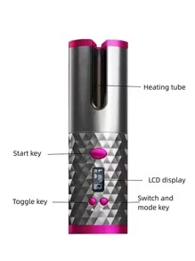 1pc Automatic Curling Iron Machine Wireless Portable Rechargeable Hair Curling Iron Ladies Only - Grey - View 8