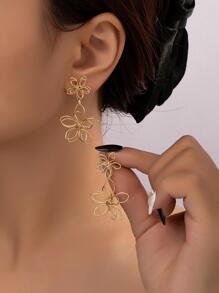 1 par de pendientes colgantes de flor de hierro forjado con estilo de moda para mujer, adecuados para banquetes, fiestas, vacaciones, San Valentín y uso diario, mamá, madre, Día de la Madre, regalo