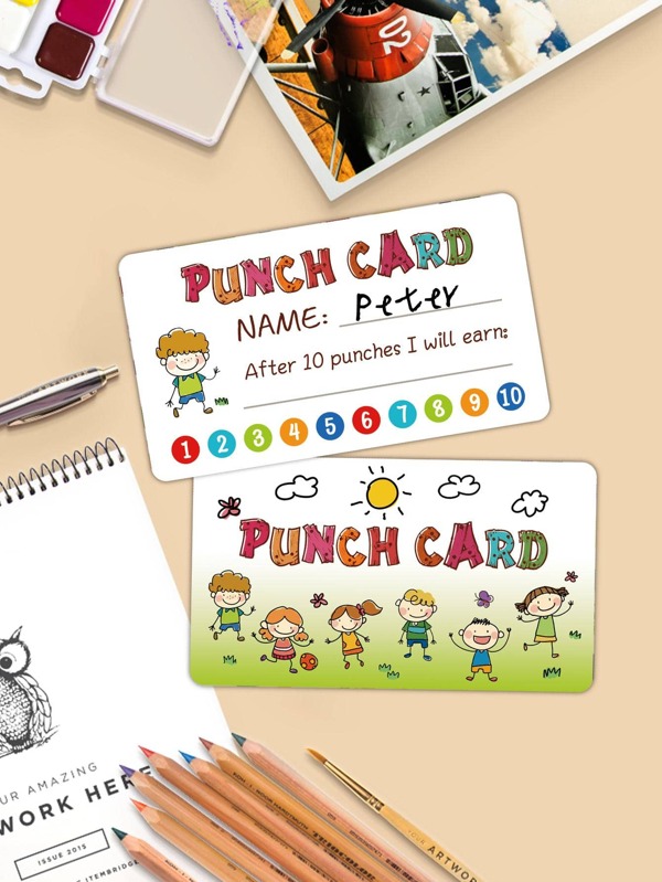 50pcs Cartoon Graphic Motivational Card, Creative Multipurpose