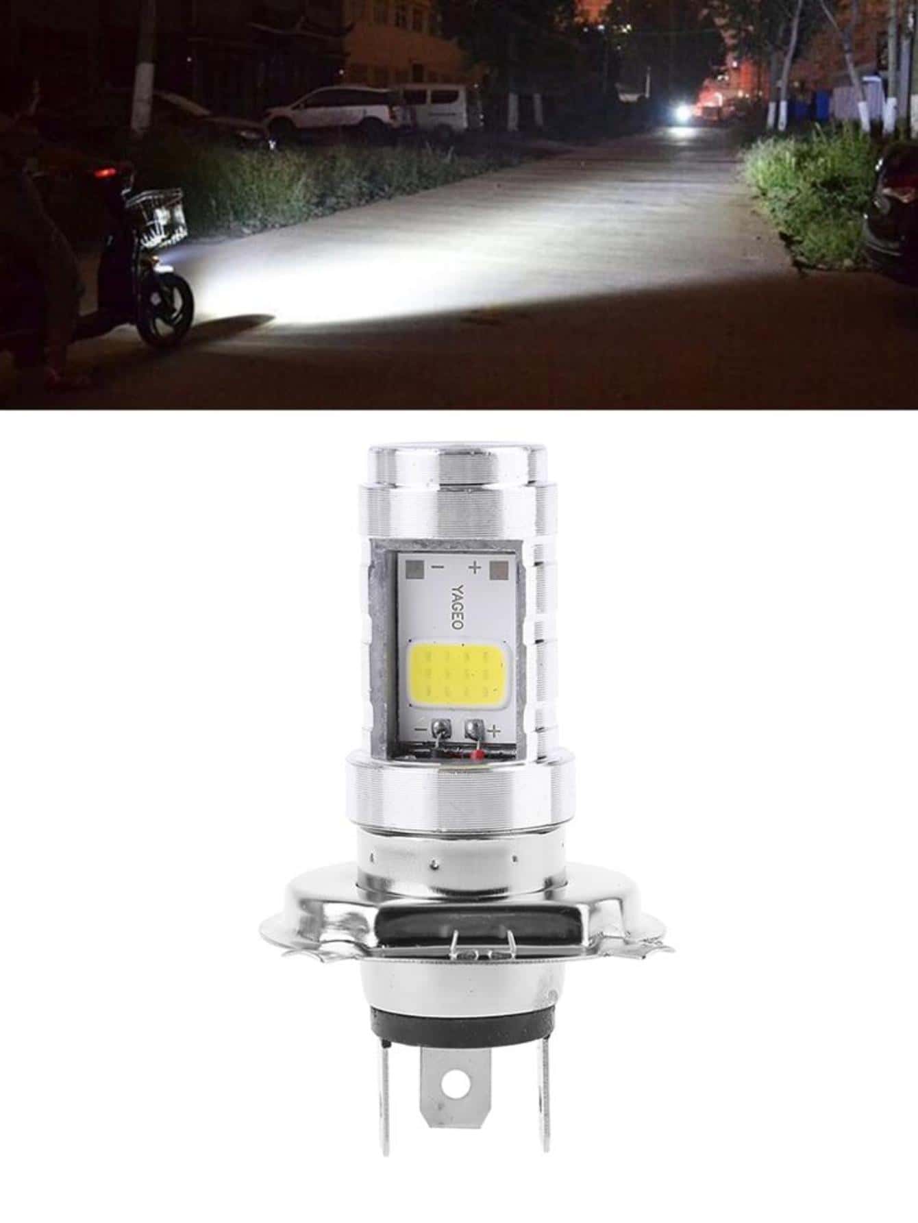 Foco LED H4 alta/baja luz para faro delantero de motocicleta - Blanco - Ver 1