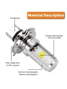 Foco LED H4 alta/baja luz para faro delantero de motocicleta - Blanco - Ver 4