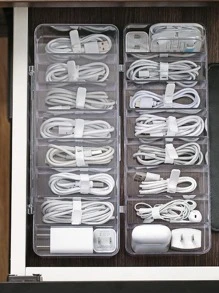 1 Hộp Bảo Quản Sạc Điện Thoại Trong Suốt, Hộp Lưu Trữ Dòng Dữ Liệu Bằng Nhựa Hiện Đại Cho Gia Đình - Trong sáng - Xem 4